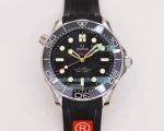 ORF Omega Seamaster Diver 300M James Bond 007 'No Date' Watch Black Rubber Strap